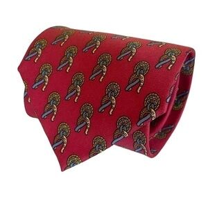 Paolo Gucci Vintage Red Equestrian-Themed Pattern Silk Tie - Made in Italy